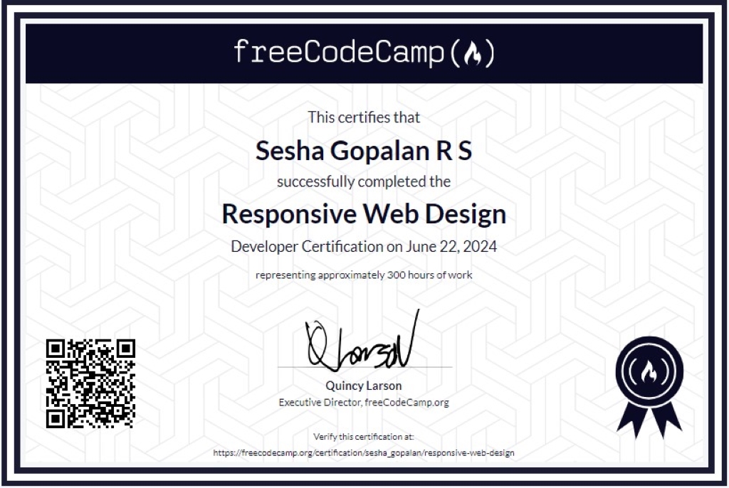 FreeCodeCamp Certificate