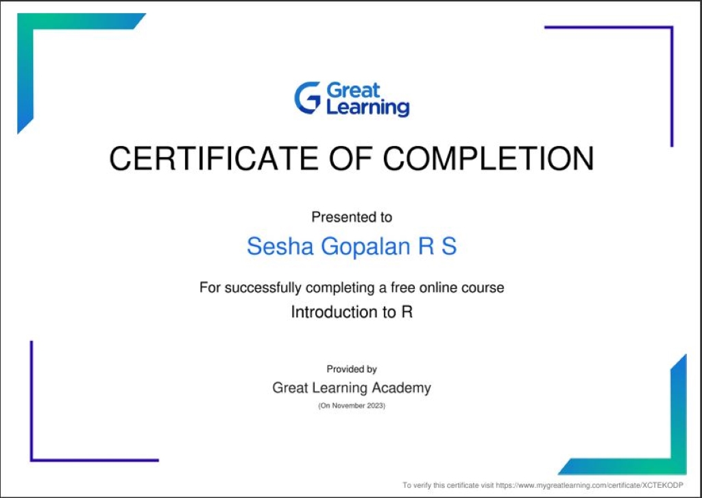 Great Learning Certificate