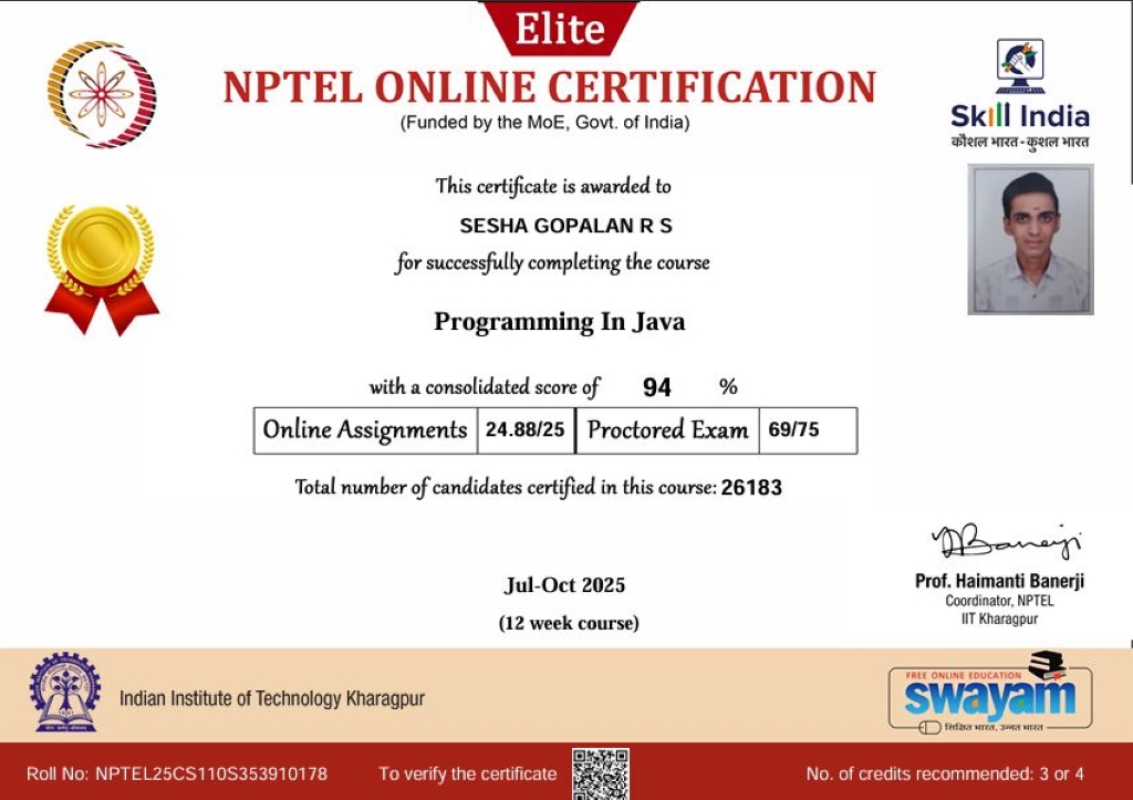 Nptel Certificate